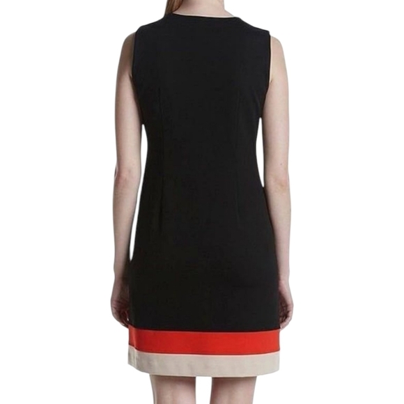 Calvin Klein navy/cream/red colorblock zip knit Office Siren sheath dress sz 10 - Picture 3 of 10